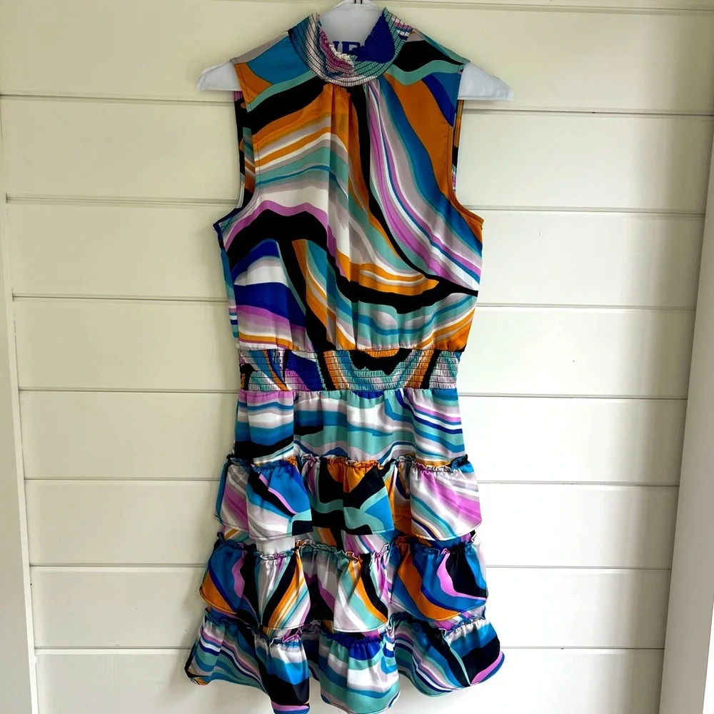 1. State smocked neck sleeveless fit and flare dress - Picture 1 of 4